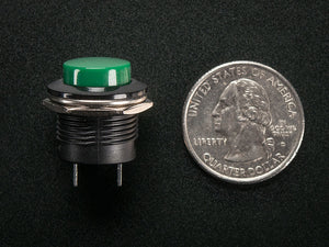 16mm Panel Mount Momentary Pushbutton -  Green