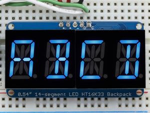 Quad Alphanumeric Display - Blue 0.54" Digits w/ I2C Backpack - Chicago Electronic Distributors
 - 1
