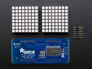 16x8 1.2" LED Matrix + Backpack - Ultra Bright Square Amber LEDs