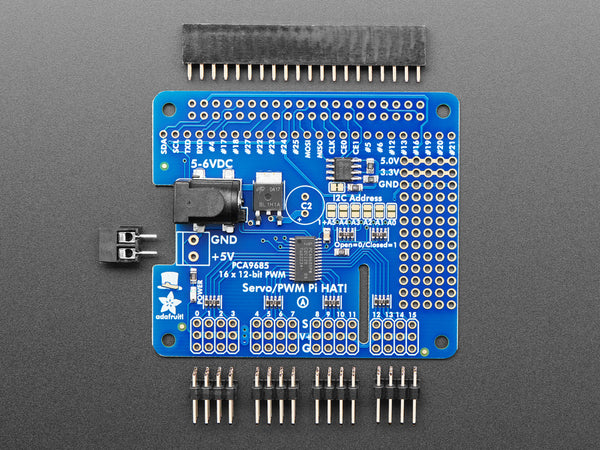 Adafruit 16-Channel PWM / Servo Bonnet for Raspberry Pi : ID 3416 : $12.50  : Adafruit Industries, Unique & fun DIY electronics and kits