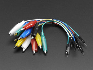 Small Alligator Clip to Male Jumper Wire Bundle - 12 Pieces - Chicago Electronic Distributors
