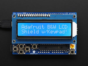 LCD Shield Kit w/ 16x2 Character Display - Only 2 pins used! - BLUE AND WHITE - Chicago Electronic Distributors
 - 1