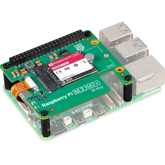 Raspberry Pi M.2 HAT+ SSD Kit for Raspberry Pi 5 - 256GB