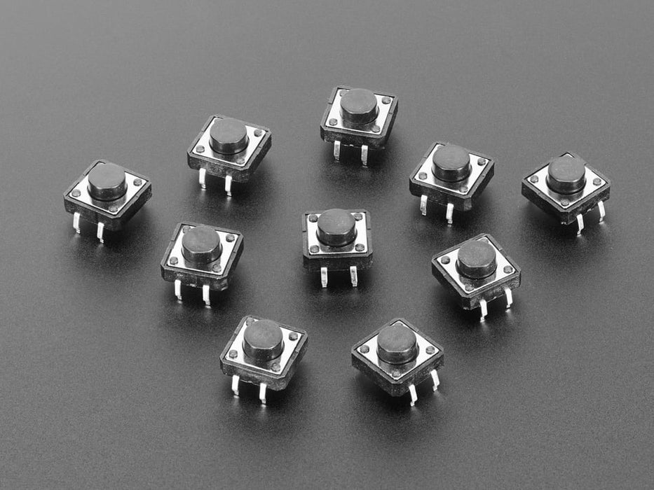 Tactile Switch Buttons (12mm square, 6mm tall) x 10 pack