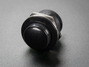 16mm Panel Mount Momentary Pushbutton -  Black - Chicago Electronic Distributors
