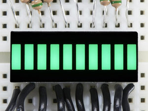 10 Segment Light Bar Graph LED Display - Pure Green - Chicago Electronic Distributors
