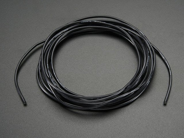 Silicone Cover Stranded-Core Wire - 2m 26AWG Black - Chicago Electronic Distributors
