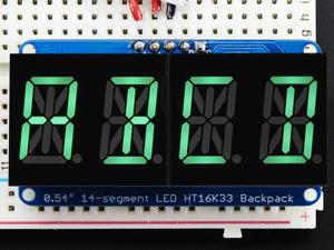 Quad Alphanumeric Display - Pure Green 0.54" Digits w/ Backpack - Chicago Electronic Distributors
 - 6