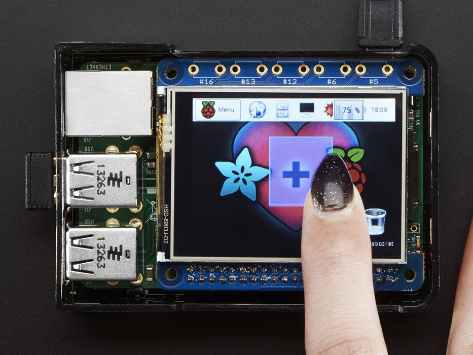 Adafruit PiTFT 2.4" HAT Mini Kit - 320x240 TFT Touchscreen - Chicago Electronic Distributors
 - 1