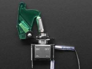 Illuminated Toggle Switch with Cover - Green - Chicago Electronic Distributors
