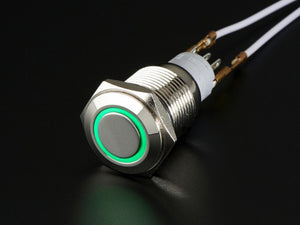 Rugged Metal On/Off Switch with Green LED Ring - Chicago Electronic Distributors
