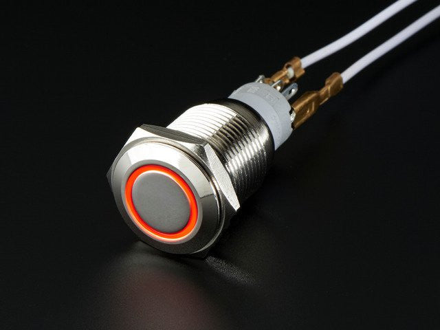 Rugged Metal Pushbutton with Red LED Ring — Chicago Electronic Distributors