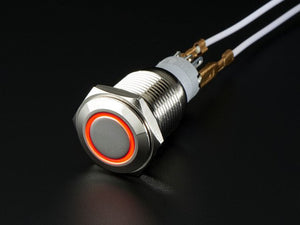 Rugged Metal Pushbutton with Red LED Ring - Chicago Electronic Distributors
