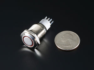 Rugged Metal Pushbutton with Red LED Ring