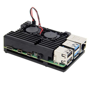 Black Raspberry Pi 4 Aluminum Alloy Cooling Case With Fans