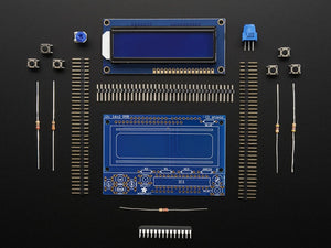 LCD Shield Kit w/ 16x2 Character Display - Only 2 pins used! - BLUE AND WHITE - Chicago Electronic Distributors
 - 2