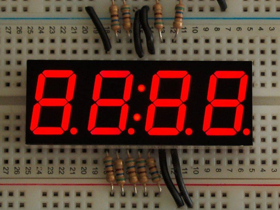 Red 7-segment clock display - 0.56" digit height