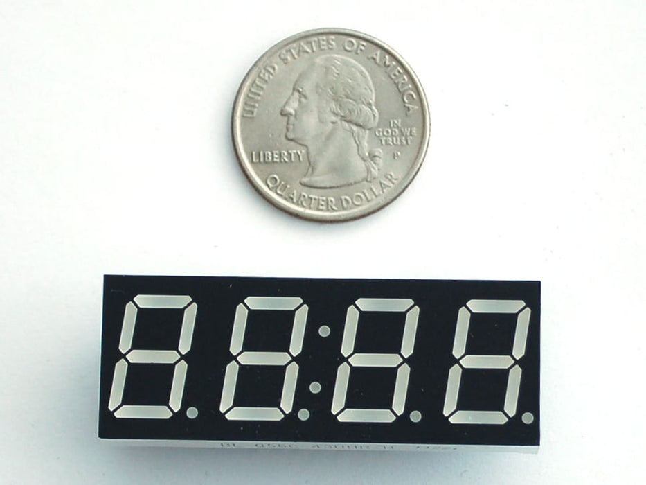 Red 7-segment clock display - 0.56" digit height