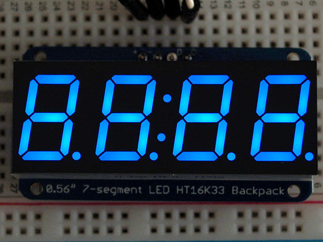 Adafruit 0.56" 4-Digit 7-Segment Display w/I2C Backpack - Blue - Chicago Electronic Distributors
 - 1