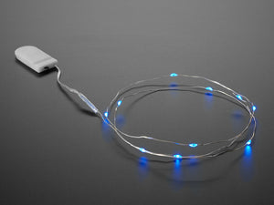 Wire Light LED Strand - 12 Blue LEDs + Coin Cell Holder