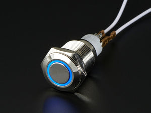 Adafruit Weatherproof Metal On/Off Switch with Blue LED Ring