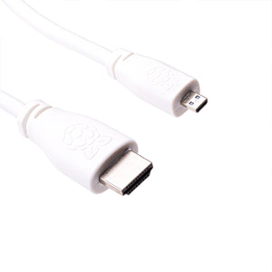 Raspberry Pi micro-HDMI to standard HDMI Cable, 1 to 2 meter, White or Black
