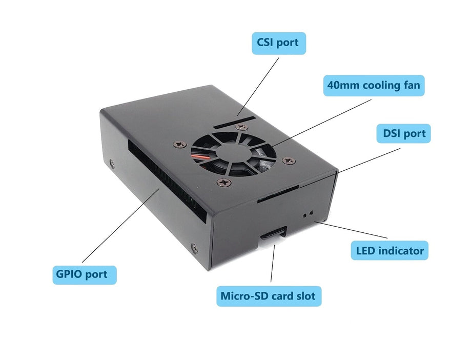 Aluminum Raspberry Pi 4 Model B Case with Fan